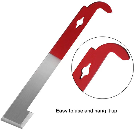 2 Pack Stainless Steel Bee Hive Tools J Hook Frame Lifter And Scraper For Beekeepers, red handle close-up