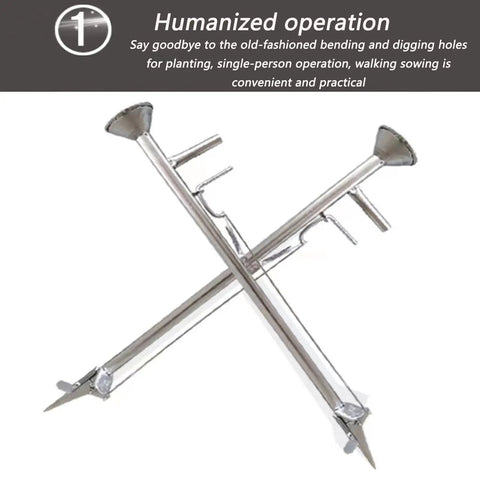 Seed Sower And Fertilizer Applicator For Gardens, Handy Manual Seeder And Vegetable Planter For No Bend Sowing, silver tools