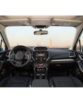 Interior view showing Subaru Steering Wheel Cover Custom Fit For Forester Outback And Crosstrek 14.5 To 15 Inch Premium Microfiber