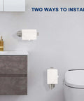 Premium Thickened Stainless Steel Self Adhesive Toilet Paper Holder Rustproof Brushed Nickel Finish Installed in Bathroom