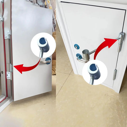 Heavy Duty Door Hinge Gap Adjuster Tool With Double Head Pro Grade Steel Spanner in use on door hinge
