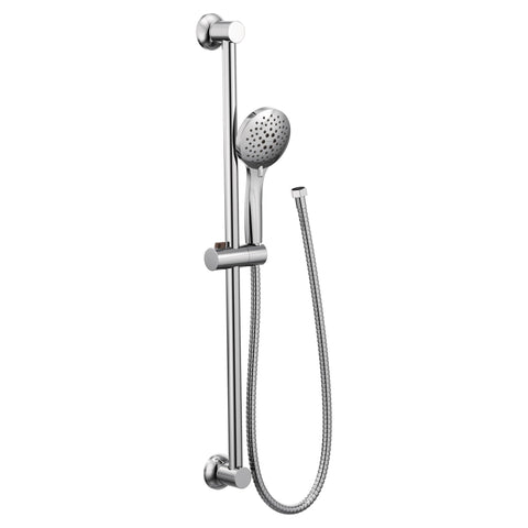 Eco-Performance 5 Function Handheld Shower Head Chrome Finish With Removable Head 69-Inch Hose 30-Inch Slide Bar