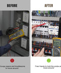 Before and after using Magnet Hanger For Fluke Multimeters And Oscilloscopes Hands Free Hanging Loop Strap Kit in electrical panel
