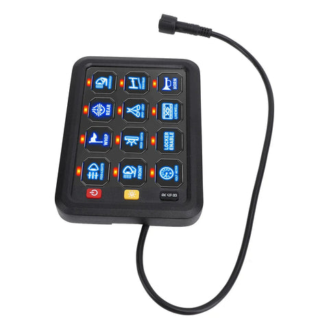 12 Gang RGB LED Switch Panel With 8 Color Modes And 5 Brightness Levels For Cars Boats And Marine Use 80A Heavy Duty