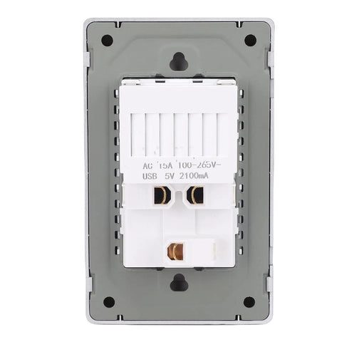 Heavy Duty Wall Outlet With Fast USB And Type C Ports, 15 Amp Flame Retardant Electrical Receptacle front view with USB ports.