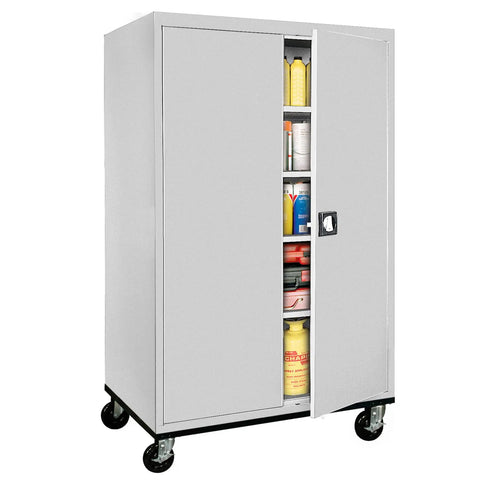 Badass Mobile Rolling Storage Cabinet With Adjustable Shelves And Heavy Duty Caster Wheels Lockable Gear Organizer For Garage Workshop Office Tools Equipment Dove Gray Rig