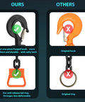 Amarite chain hoist front view with black forged hook and safety latch; orange tail ring and hook components