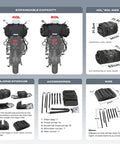 Expandable Motorcycle Tail Bag 60L Waterproof All Weather Travel Luggage For Trunk Rack With Sissy Bar Straps Rain Cover