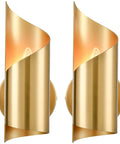 Gold Brass Wall Sconces Set Of Two Modern Two Light Vanity Lights For Bathroom Hallway Bedroom Living Room Sleek Dope Streamlined