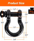 Damn Tough D Ring Shackles 3 4 Inch Beefy Forged Steel Towing Hardware with dimensions and WLL of 4.75 tons.