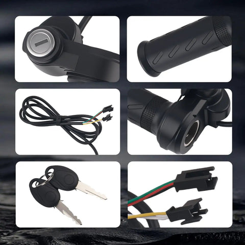 Full Twist Ebike Grip With Two Keys For Speed Control Universal Rubber Throttle Handle For Electric Bikes And Scooters Ergonomic Anti Slip Design Moisture Resistant Seal Reduces Hand Fatigue On Wet Rides And Long Commutes