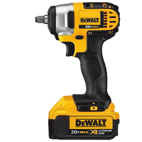 Badass Compact 20V Max Cordless Impact Wrench Kit With 3/8 Inch Drive, Battery Fuel Gauge Display, Triple LED Task Lights, And Rugged Hog Ring Handle For Tight Jobsite Cranking, showing the tool and battery.