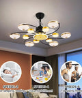 39 Inch Led Ceiling Fan With Light Remote, Smooth Operator Low Profile Flush Mount, 3 Shade Options, Stepless Dimmer, Zero Noise All Copper Motor, Safe Enclosed Blades, Modern Home Upgrade Kit in living space.