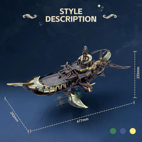 Epic 3D Steampunk Whale Airship Wooden Model Kit For DIY Puzzle Building With Mechanical Motion And Sound Effects