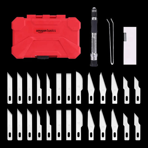 29-Piece Precision Hobby Knife Set With Razor Sharp Blades, Pro Grade Modeling Tools, Anti Slip Rubber Grip, Durable Alloy Steel Construction