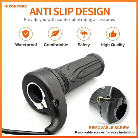 Plug And Play Twist Throttle For E Bikes And Scooters, Waterproof 3 Pin Connector, Universal 12V-72V Wide Voltage Throttle For 22.2mm Handlebars, Easy Rewire, Durable, Smooth Acceleration And Responsive Control