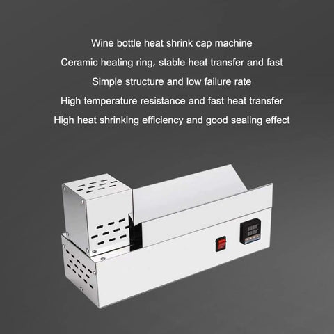 GFJYKDL Bottle Cap Heat Shrink Film Machine With Temperature Control Shrink Sealer, silver stainless steel design for wine bottle capping.