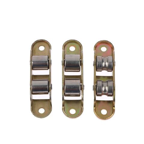 30 Piece Double Wheel Metal Sliding Door Pulleys Track Roller Hardware Kit Featuring Silky Smooth Buffer Design, three metal rollers.
