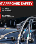 DOT approved heavy duty pneumatic air line hoses with SAE J844 compliance visible in truck brake system setup.