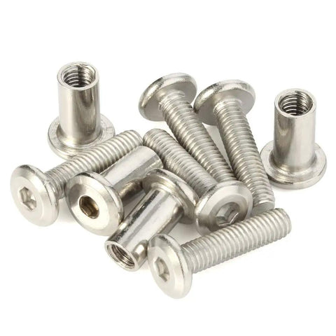 M6 X 35mm Socket Cap Bolts With Barrel Nuts For Furniture Assembly Are Total Badasses Featuring Stainless Steel 304, set of bolts and nuts.