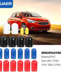 Huge 20 Pc Assorted Vacuum Line Kit With Bung Plugs For Classic Car Intake Hose Replacement Fits Small Big Block V8 Engines And Olds From 260 To 502 Cu Inch Engine Models Perfect Upgrade For Your Muscle Car Or Restomod Build Today. PVC vacuum line kit with assorted black, blue, red, white, and yellow bung plugs, 1/8 to 5/16 in.