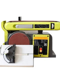 Heavy Duty 550W Electric Belt Sander With Variable Speed Control, compact design with angled head for precise woodworking.
