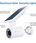 Diagram of No Fuss Solar Motion Lights Waterproof Metal Body Outdoor Security Flood Lights With PIR Motion Sensor showing features.