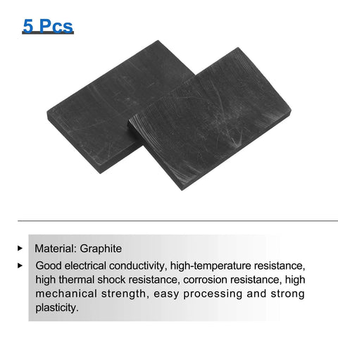 Graphite Rectangle Block Disk Ingot For Melting And Electrolysis High Purity Graphite Electrode Plate Sheet 50x30x5mm Pack of 5