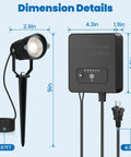 Dimensions of All In One Low Voltage Landscape Lighting Kit With Six 6W LED Spot Lights 100W Transformer