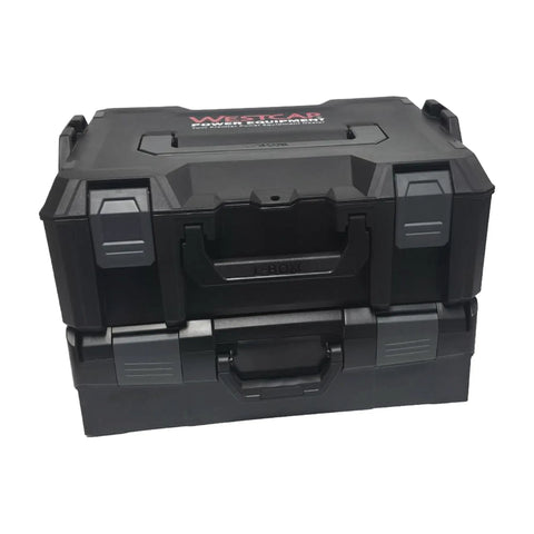 L-BOXX Two Tier Stackable Tool Box Kit For Jobsite Organization Built For Impact Heavy Duty Gear with two cases stacked together