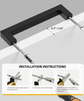 2 Pack Black Square Bar Cabinet Pulls With Slick Matte Finish For Kitchen And Bathroom Cabinets And Cupboards Center To Center 12.6in (320mm) Hollow Yet Durable Stainless Steel Hardware Easy Install Goldenwarm with installation instructions