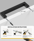 Close-up of installation guide for 30 Pack Black Square Bar Cabinet Pulls Drawer Handles Stainless Steel Hollow Construction Center To Center 5 Inch 128mm Overall Length 140mm Modern Kitchen Hardware Cupboard Durable Finish Anti Corrosive For Long Lasting Use on white surface.