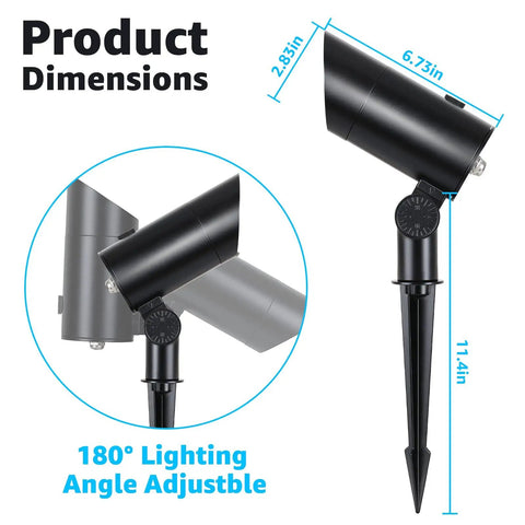 Dusk To Dawn 30W Outdoor LED Spotlight With Photocell Sensor, 3000K Warm White, waterproof, 180° adjustable stake mount shown