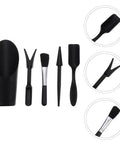 5 Piece Succulent Plant Tools Set For Transplanting And Planting, mini black plastic garden tools with brush and scoop