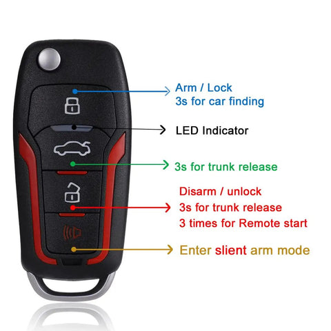 Remote for Keyless Entry Security Alarm System With Remote Engine Starter And Push To Start Ignition Kit 3 In 1 Car Alarm