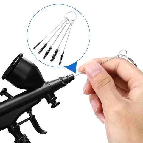 Pro Grade Carburetor Cleaner Kit Torch Tip Cleaner Set With 1 Single Head Brush, 5 Nylon Brushes, 23 Needles, 4 Cleaning Hooks, 1 Scraper, And a Handy Box Of Cleaners Tools For Motorcycles, ATVs, Welders, And Lawn Equipment, black torch tip cleaner brush set in hand