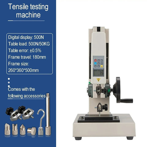 500N To 1000N Test Bench With Digital Force Gauge And LCD Display, Push Pull Tensile Tester With Five Grips For Tension And Compression Tests on stand