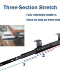 Heavy Duty Drawer Slides With Full Extension And Ball Bearings Three Fold Design Adjustable 24 To 29 Cm Ideal For Home And Office Rust Proof Coating Thick Metal Construction Smooth Sliding Space Saving And Long Lasting. black three-section drawer slide extended
