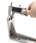 Heavy Duty Stainless Steel Countertop Brackets Built Tough As Nails For Wall Mount Floating L Shape Shelving With Brushed Silver Finish measuring 5mm thickness.