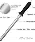 Diamond Coated 12 Inch Knife Sharpening Steel With Premium Honing Rod For All Knives A Lightweight Yet Durable Pro Grade Sharpener