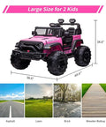 Powerful 24V Kids Ride On Dual Seat Electric Car With Remote Control Dual 120W Motors, large pink design for 2 kids.