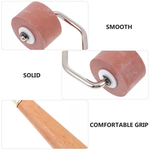 Professional Heavy Duty Rubber Ink Roller For Printmaking And Canvas Painting showing smooth rubber surface and sturdy grip.