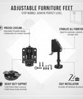 Adjustable Cabinet Feet For Uneven Floors Heavy Duty Cold Rolled Steel Wardrobe Supports with screws and wrench