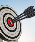 Three 12 Pack Crossbow Bolts 6.3 Inch Black Plastic Shaft Arrows With Aluminum Point Tip hitting a target bullseye