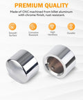 Chrome Front Axle Nut Covers for Harley Davidson Bikes CNC aluminum caps showcasing smooth surface and corrosion resistance.