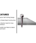 Self Drilling Tek Screws With Hex Washer Head For Attaching Sheet Metal To Steel Zinc Plated Steel Size 12 24 By 1.5 Inch