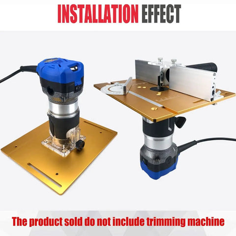 Rock Solid Aluminum Router Table Insert Plate 9.4 By 7.9 Inches with router, installation showing precision woodworking.