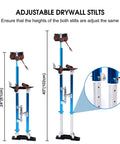Adjustable Aluminum Drywall Stilts For Painting And Plastering 18 To 30 Inch Blue Sheetrock Stilts With Easy To Wear Foot Straps And Heel Plates