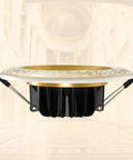 Recessed Lighting Housing Trim Kits Commercial Recessed Led Downlights Pattern Energy Saving Embedded Spotlights Hotel Aisle Household Lighting Ceiling Panel Silver 5w_Cool White with decorative gold trim.
