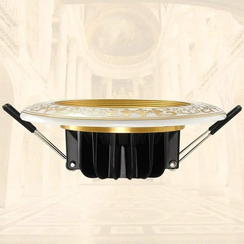 Recessed Lighting Housing Trim Kits Commercial Recessed Led Downlights Pattern Energy Saving Embedded Spotlights Hotel Aisle Household Lighting Ceiling Panel Silver 5w_Cool White with decorative gold trim.